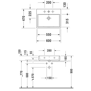 DURAVIT Умывальник подвесной для ванной комнаты Vero Air (2350600027)