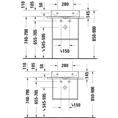 DURAVIT Умывальник подвесной для ванной комнаты DuraSquare (2353500041)
