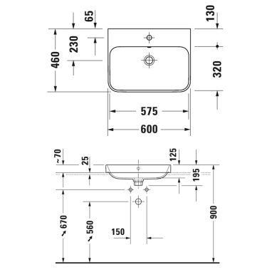 DURAVIT Умывальник накладной HAPPY D.2 PLUS (2360600000)