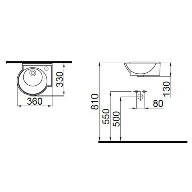 IDEVIT Умывальник накладной для ванной комнаты левый Myra Mini 0201-0367-08
