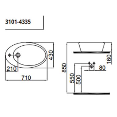 IDEVIT Умывальник накладной для ванной комнаты Alfa 3101-0435