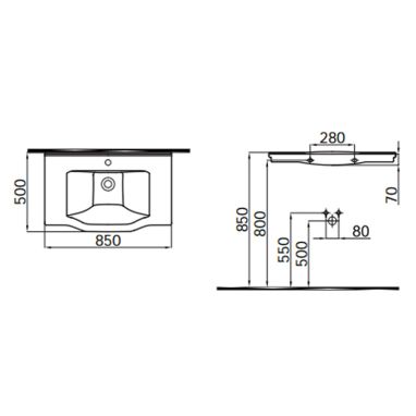 IDEVIT Умывальник подвесной Neo Classic 3301-0805