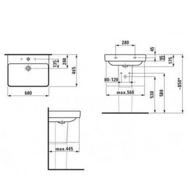 LAUFEN Умывальник подвесной для ванной комнаты PRO S (H8109630001041)