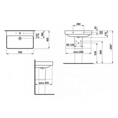 LAUFEN Умывальник подвесной для ванной комнаты PRO S (H8109670001041)
