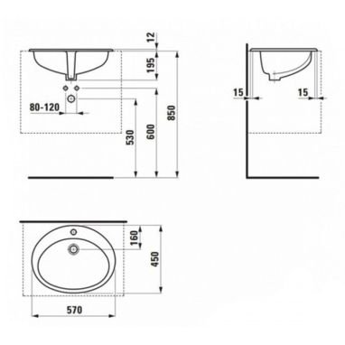 LAUFEN Умывальник врезной для ванной комнаты Indova 60 (H8113920000001)