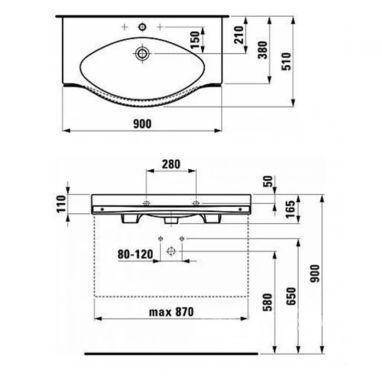 LAUFEN Умывальник подвесной для ванной комнаты Palace (H8127020001041)