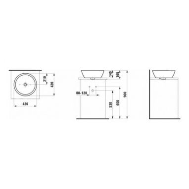 LAUFEN Умывальник накладной для ванной комнаты PRO B (H8129620001091)
