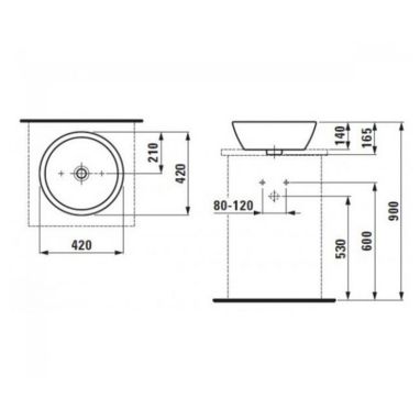LAUFEN Умывальник накладной для ванной комнаты PRO B (H8129620001121)