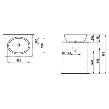 LAUFEN Умывальник накладной для ванной комнаты PRO B (H8129640001121)