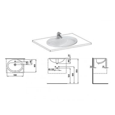LAUFEN Умывальник врезной для ванной комнаты PRO B (H8139510001041)