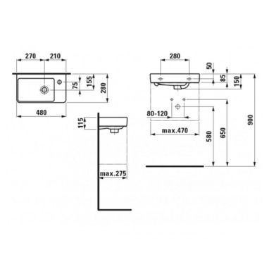 LAUFEN Умывальник подвесной для ванной комнаты PRO S (H8159550001041)