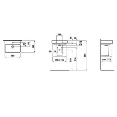 LAUFEN Умывальник подвесной для ванной комнаты PRO S (H8159610001041)