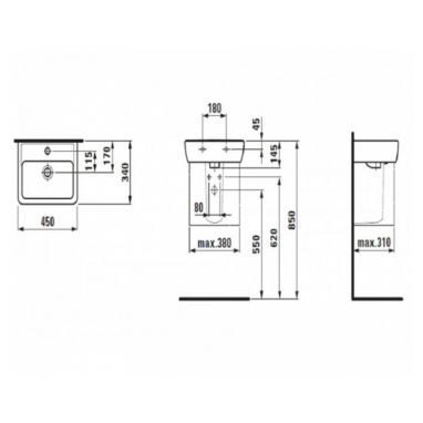 LAUFEN Умывальник подвесной для ванной комнаты PRO S (H8159610001091)