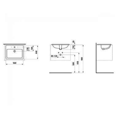 LAUFEN Умывальник врезной для ванной комнаты Pro S (H8189630001091)