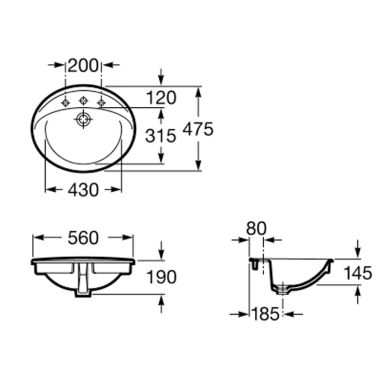 ROCA Умывальник врезной для ванной комнаты Aloa (A327865000)