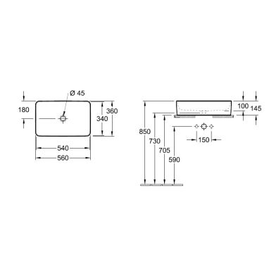 VILLEROY&BOCH Умывальник накладной для ванной комнаты Collaro (4A205601)