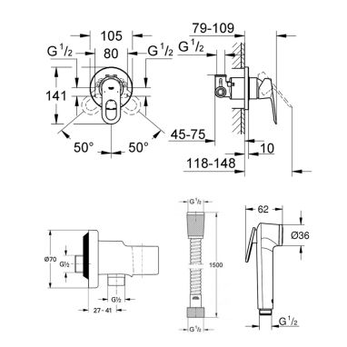 GROHE Гигиенический душ BAULOOP (111042)