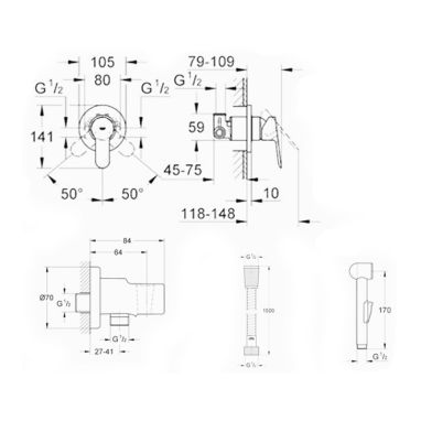 GROHE Гигиенический душ Bau Edge (28343007)