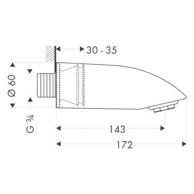 AXOR Излив для смесителя L-143 мм Carlton (11410000)