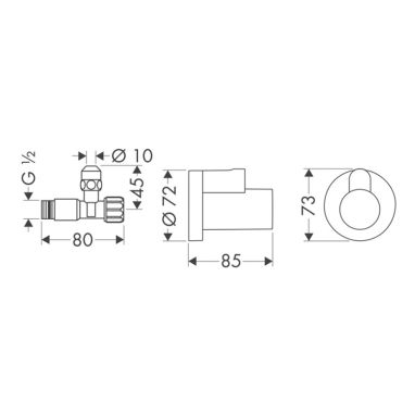 AXOR Кран угловой с декоративной накладкой 1/2"x3/8" (51307000)