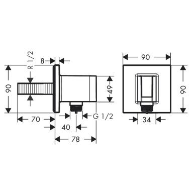 AXOR Подключение душевого шланга с держателем лейки ShowerSolutions (36734000)