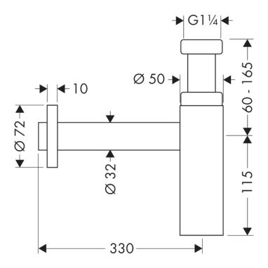 AXOR Сифон для умывальника бутылочный без горловины 1 1/4" x 32 (51305000)