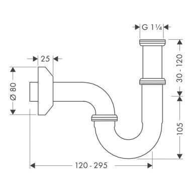 AXOR Сифон для умывальника трубный без горловины 1 1/4" x 32 (51321000)