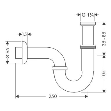 AXOR Сифон для умывальника трубный без горловины 1 1/4" x 32 (51320000)