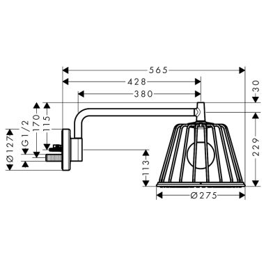 AXOR Верхний душ с кронштейном LampShower/Nendo (26031000)