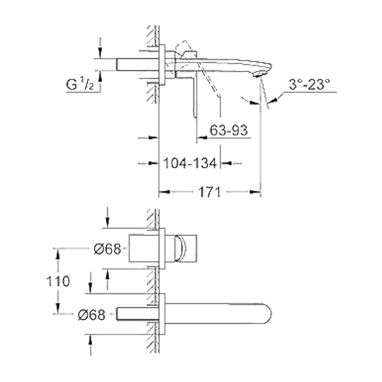 GROHE Внешняя часть смесителя однорычажного для умывальника Eurostyle Cosmopolitan (19571002)