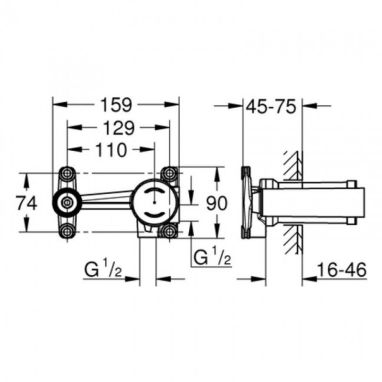 GROHE Встроенный механизм смесителя однорычажного для умывальника EUROSTYLE (23571000)