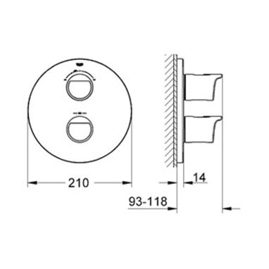 GROHE Внешняя часть смесителя термостатического для ванны Grohtherm 2000 (19355001)