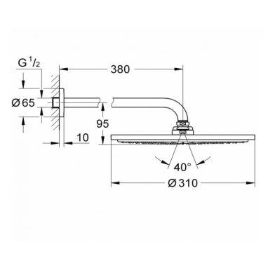 GROHE Верхний душ с кронштейном RAINSHOWER COSMOPOLITAN 310 (26066GL0)