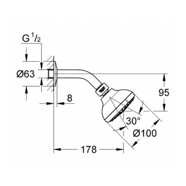 GROHE Верхний душ с кронштейном Tempesta 100 (26088000)