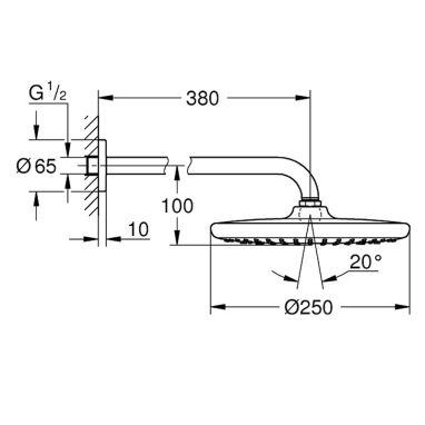 GROHE Верхний душ с кронштейном TEMPESTA 250 (26668000)