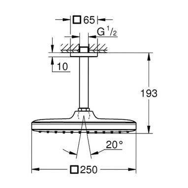 GROHE Верхний душ с кронштейном TEMPESTA CUBE (26688000)