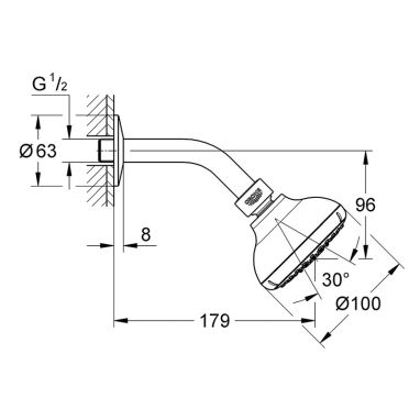 GROHE Верхний душ с кронштейном Tempesta 100 (27870000)