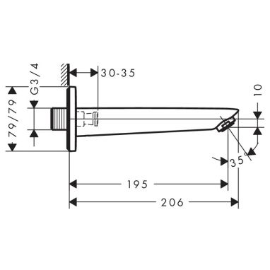 HANSGROHE Излив для смесителя L-195 мм Logis (71410000)