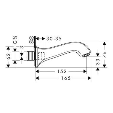 HANSGROHE Излив для смесителя L-152 мм Metris Classic (13413000)