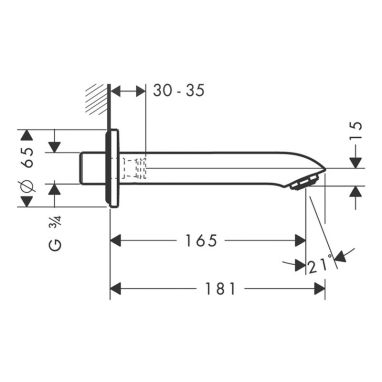 HANSGROHE Излив для смесителя L-165 мм Metris (31494000)