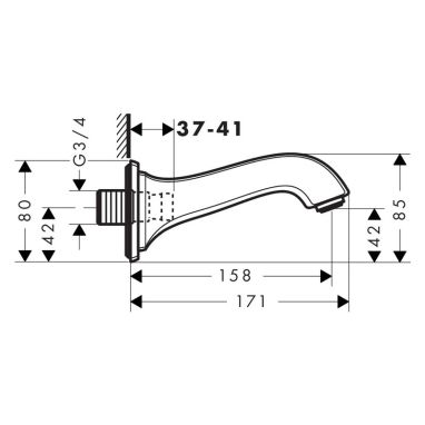 HANSGROHE Излив для смесителя L-158 мм Metropol Classic (13425090)