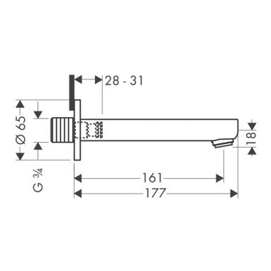 HANSGROHE Излив для смесителя L-161 мм Metris S (14420000)