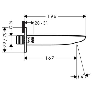 HANSGROHE Излив для смесителя L-167 мм PuraVida (15412000)