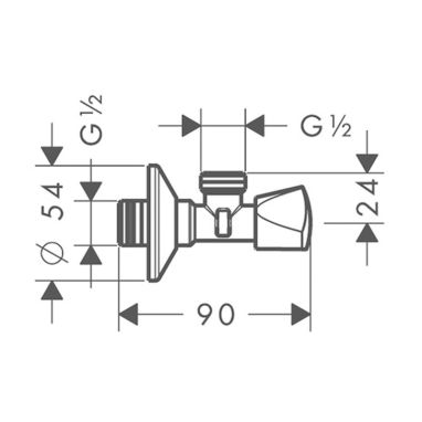 HANSGROHE Кран угловой 1/2"x1/2" (13903000)