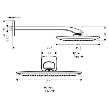 HANSGROHE Верхний душ с кронштейном PuraVida 400 (26602000)