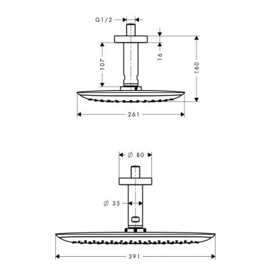 HANSGROHE Верхний душ с кронштейном PuraVida 400 (26603400)