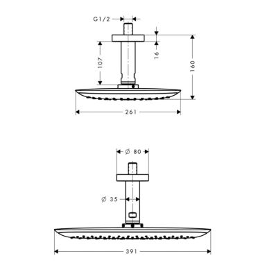 HANSGROHE Верхний душ с кронштейном PuraVida 400 (27390000)