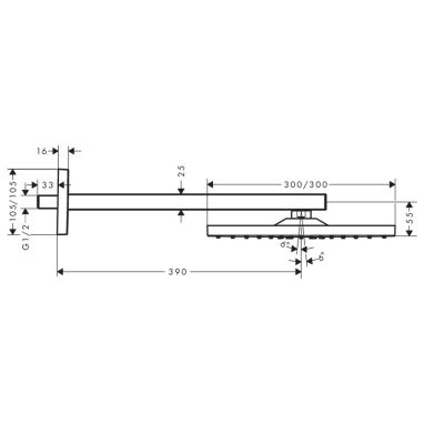 HANSGROHE Верхний душ с кронштейном Raindance E (26239000)