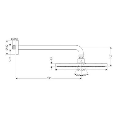 HANSGROHE Верхний душ с кронштейном Raindance S (26601000)
