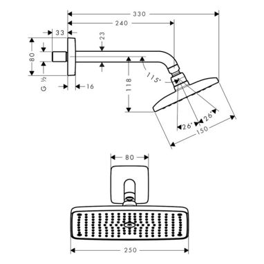 HANSGROHE Верхний душ с кронштейном Raindance E (27375000)
